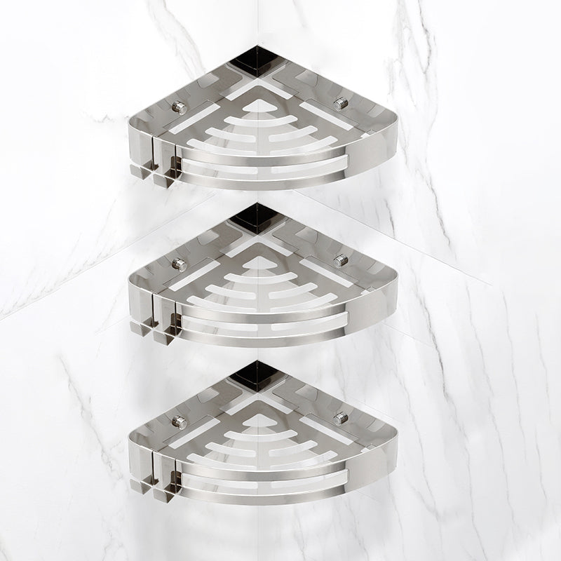 Modern Gold/Silver 3-Piece Bathroom Accessory Set, Bath Shelf Silver 3 Piece Set Drill and Screw mount Clearhalo 'Bathroom Hardware Sets' 'Bathroom Hardware' 'Bathroom Remodel & Bathroom Fixtures' 'bathroom_hardware_sets' 'Home Improvement' 'home_improvement' 'home_improvement_bathroom_hardware_sets' 7333409