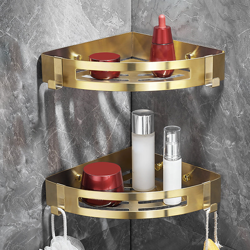 Modern Gold/Silver 3-Piece Bathroom Accessory Set, Bath Shelf Brass 2 Piece Set Drill Adhesive Mount Clearhalo 'Bathroom Hardware Sets' 'Bathroom Hardware' 'Bathroom Remodel & Bathroom Fixtures' 'bathroom_hardware_sets' 'Home Improvement' 'home_improvement' 'home_improvement_bathroom_hardware_sets' 7333418