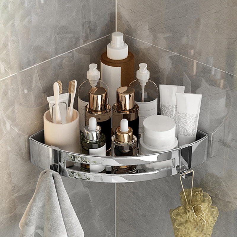Modern Gold/Silver 3-Piece Bathroom Accessory Set, Bath Shelf Silver 1 Piece Drill Adhesive Mount Clearhalo 'Bathroom Hardware Sets' 'Bathroom Hardware' 'Bathroom Remodel & Bathroom Fixtures' 'bathroom_hardware_sets' 'Home Improvement' 'home_improvement' 'home_improvement_bathroom_hardware_sets' 7333420