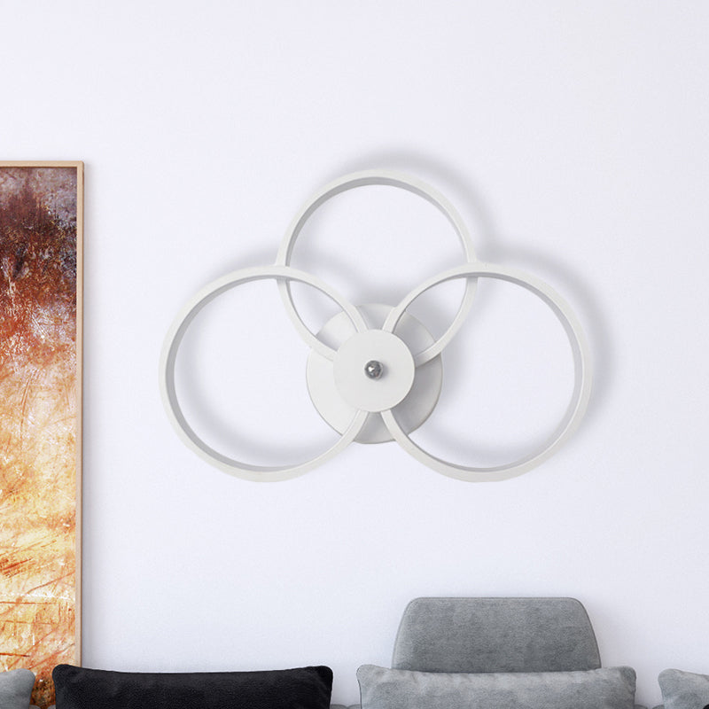 White Finish 3-Ring Sconce Light Fixture Minimalist LED Acrylic Wall Mounted Lamp in Warm/White Light Clearhalo 'Modern wall lights' 'Modern' 'Wall Lamps & Sconces' 'Wall Lights' Lighting' 733344
