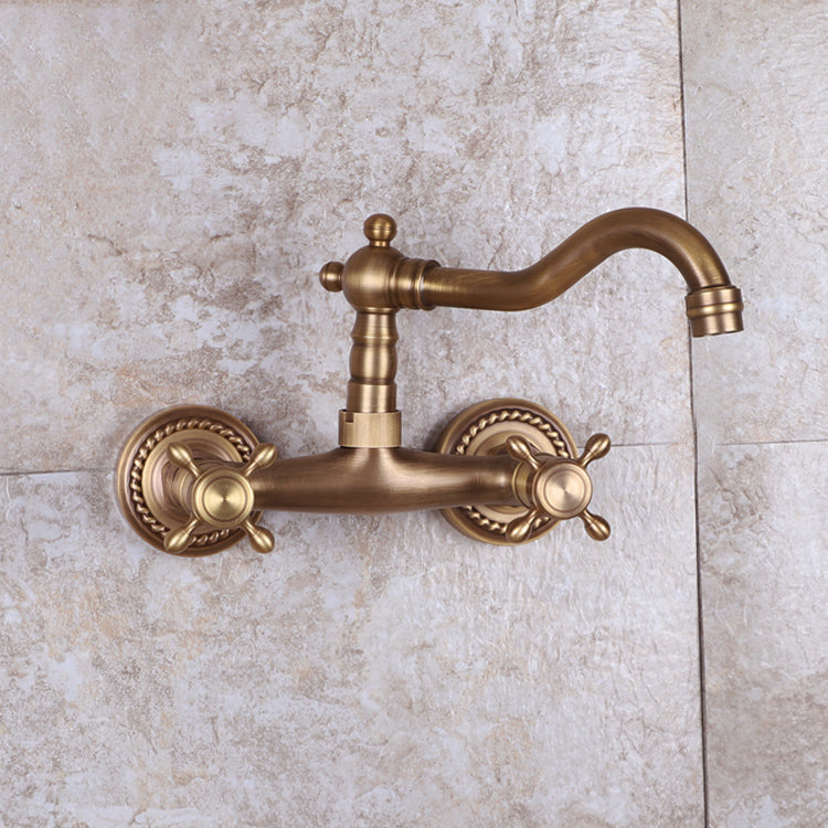 Brass Wide Spread Bathroom Faucet Industrial Lever Lavatory Faucet Clearhalo 'bathroom_sink_faucets' 'Conjuntos de Torneiras de Lavatório e Banheiro' 'home_improvement' 'home_improvement_bathroom_sink_faucets' 'Mobiliário Doméstico' 'Página inicial' 'Renovação e equipamento de casa de banho' 'Torneira para lavatório de banheiro' 7334434