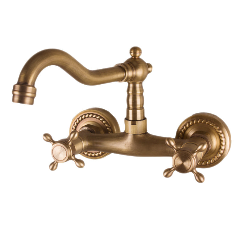 Brass Wide Spread Bathroom Faucet Industrial Lever Lavatory Faucet Clearhalo 'bathroom_sink_faucets' 'Conjuntos de Torneiras de Lavatório e Banheiro' 'home_improvement' 'home_improvement_bathroom_sink_faucets' 'Mobiliário Doméstico' 'Página inicial' 'Renovação e equipamento de casa de banho' 'Torneira para lavatório de banheiro' 7334438
