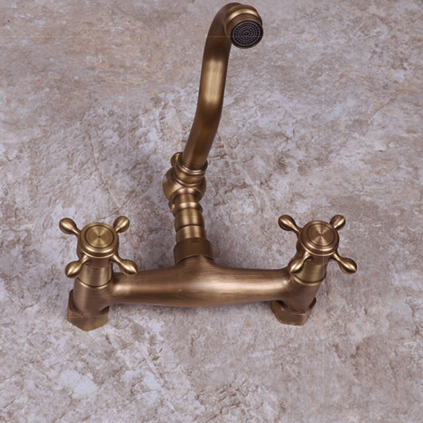 Brass Wide Spread Bathroom Faucet Industrial Lever Lavatory Faucet Clearhalo 'bathroom_sink_faucets' 'Conjuntos de Torneiras de Lavatório e Banheiro' 'home_improvement' 'home_improvement_bathroom_sink_faucets' 'Mobiliário Doméstico' 'Página inicial' 'Renovação e equipamento de casa de banho' 'Torneira para lavatório de banheiro' 7334441
