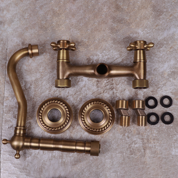 Brass Wide Spread Bathroom Faucet Industrial Lever Lavatory Faucet Clearhalo 'bathroom_sink_faucets' 'Conjuntos de Torneiras de Lavatório e Banheiro' 'home_improvement' 'home_improvement_bathroom_sink_faucets' 'Mobiliário Doméstico' 'Página inicial' 'Renovação e equipamento de casa de banho' 'Torneira para lavatório de banheiro' 7334443