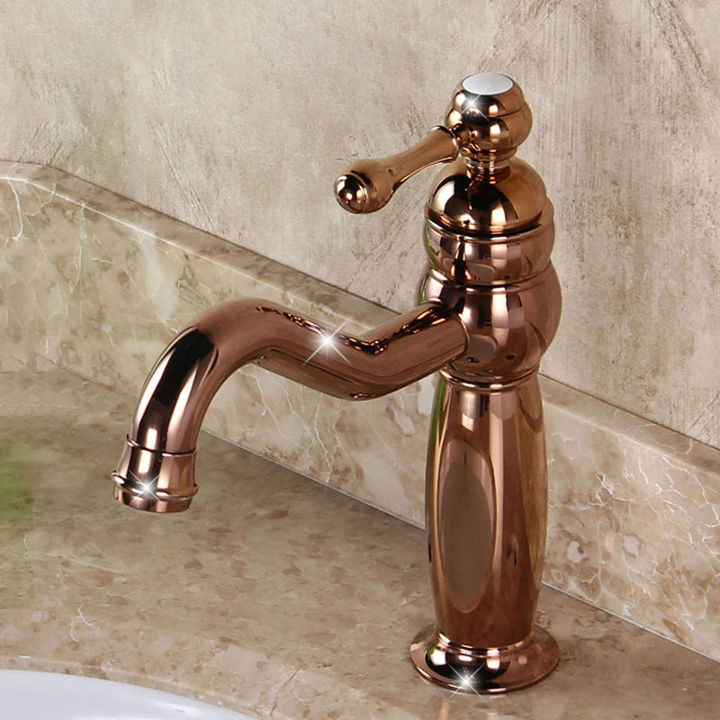 Brass Country Wide Spread Bathroom Faucet Lever Lavatory Faucet Rose Gold Clearhalo 'Bathroom Remodel & Bathroom Fixtures' 'Bathroom Sink Faucets' 'Bathroom Sinks & Faucet Components' 'bathroom_sink_faucets' 'Home Improvement' 'home_improvement' 'home_improvement_bathroom_sink_faucets' 7334473