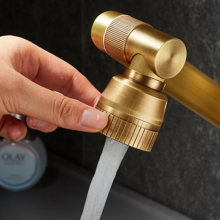 Farmhouse Wide Spread Bathroom Faucet Brass 1-Handle Lavatory Faucet Clearhalo 'Bathroom Remodel & Bathroom Fixtures' 'Bathroom Sink Faucets' 'Bathroom Sinks & Faucet Components' 'bathroom_sink_faucets' 'Home Improvement' 'home_improvement' 'home_improvement_bathroom_sink_faucets' 7334493