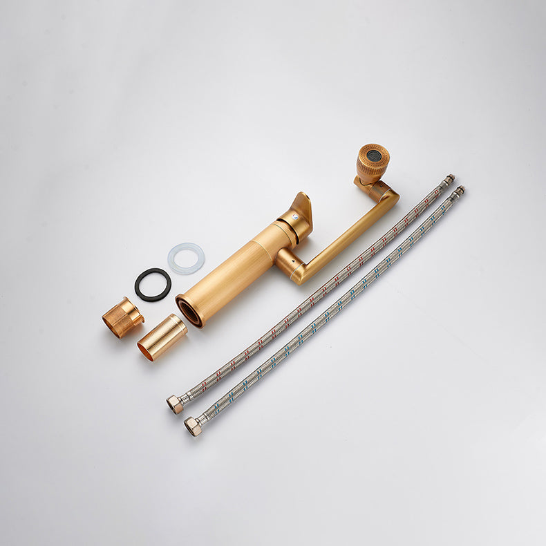 Farmhouse Wide Spread Bathroom Faucet Brass 1-Handle Lavatory Faucet Clearhalo 'Bathroom Remodel & Bathroom Fixtures' 'Bathroom Sink Faucets' 'Bathroom Sinks & Faucet Components' 'bathroom_sink_faucets' 'Home Improvement' 'home_improvement' 'home_improvement_bathroom_sink_faucets' 7334497