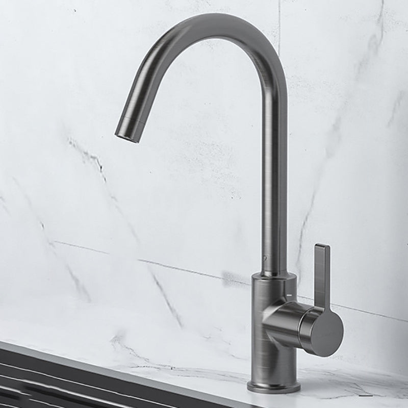 Modern Style Bar Faucet Copper Lever Handle Gooseneck Bar Faucet Gun Grey Clearhalo 'Home Improvement' 'home_improvement' 'home_improvement_kitchen_faucets' 'Kitchen Faucets' 'Kitchen Remodel & Kitchen Fixtures' 'Kitchen Sinks & Faucet Components' 'kitchen_faucets' 7334506