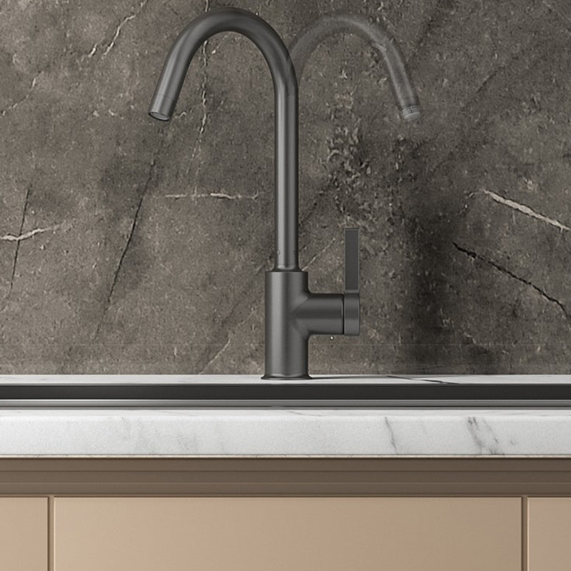 Modern Style Bar Faucet Copper Lever Handle Gooseneck Bar Faucet Clearhalo 'Home Improvement' 'home_improvement' 'home_improvement_kitchen_faucets' 'Kitchen Faucets' 'Kitchen Remodel & Kitchen Fixtures' 'Kitchen Sinks & Faucet Components' 'kitchen_faucets' 7334510