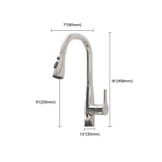 Gooseneck Kitchen Bar Faucet Swivel Spout with Single Handle Clearhalo 'Home Improvement' 'home_improvement' 'home_improvement_kitchen_faucets' 'Kitchen Faucets' 'Kitchen Remodel & Kitchen Fixtures' 'Kitchen Sinks & Faucet Components' 'kitchen_faucets' 7334534