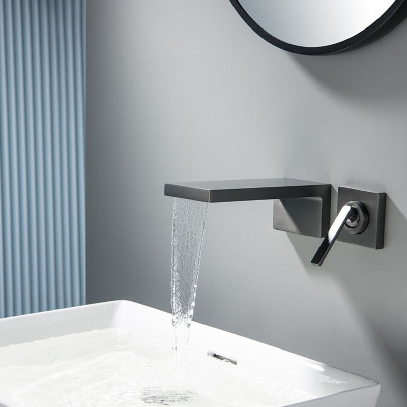 Modern Tub Faucet Trim Copper Wall Mounted Waterfall Tub Filler Clearhalo 'Bathroom Remodel & Bathroom Fixtures' 'Bathtub Faucets' 'bathtub_faucets' 'Home Improvement' 'home_improvement' 'home_improvement_bathtub_faucets' 7334555