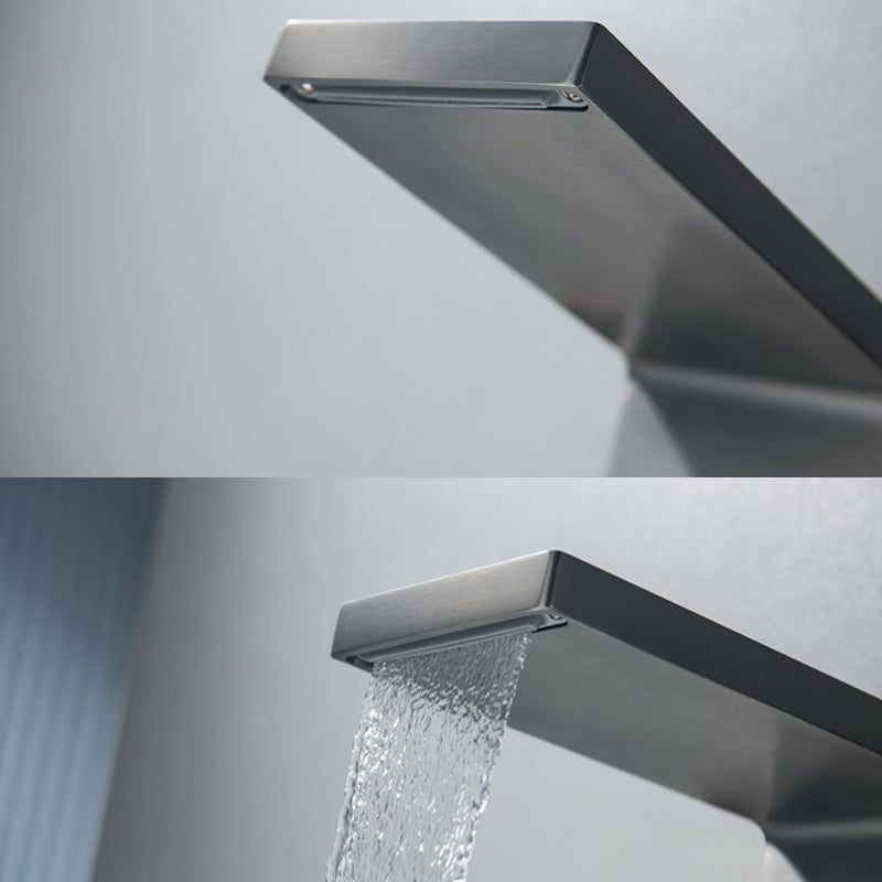 Modern Tub Faucet Trim Copper Wall Mounted Waterfall Tub Filler Clearhalo 'Bathroom Remodel & Bathroom Fixtures' 'Bathtub Faucets' 'bathtub_faucets' 'Home Improvement' 'home_improvement' 'home_improvement_bathtub_faucets' 7334557