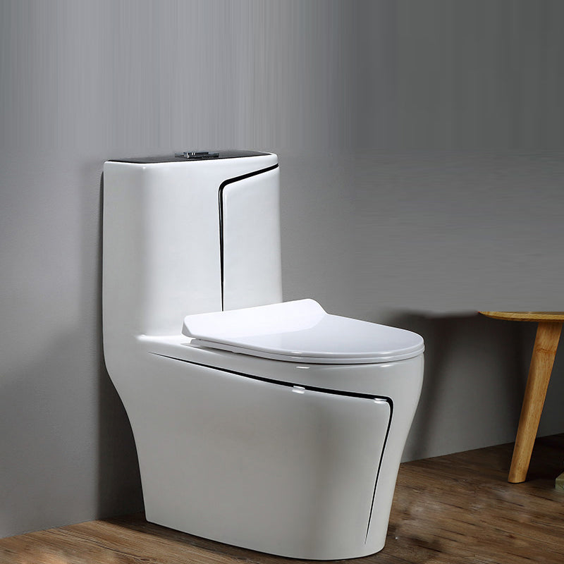 Traditional Floor Mounted Toilet Seat Included Toilet Bowl for Bathroom 15"L x 27"W x 30"H Black Clearhalo 'Bathroom Remodel & Bathroom Fixtures' 'Home Improvement' 'home_improvement' 'home_improvement_toilets' 'Toilets & Bidets' 'Toilets' 7335556