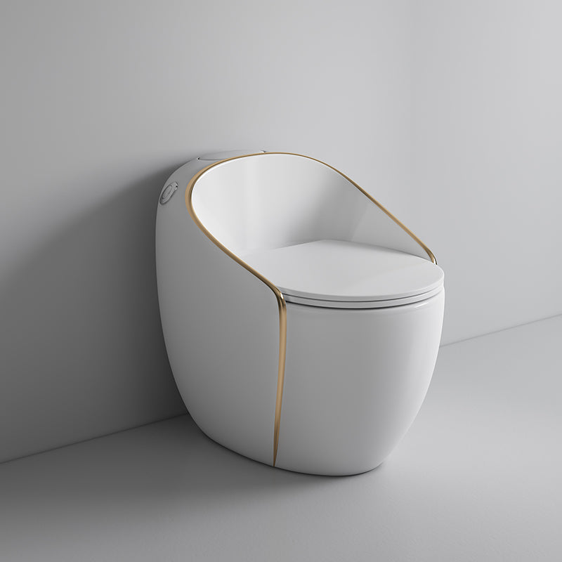 Contemporary Floor Mount Toilet Seat Included Urine Toilet for Bathroom White/ Gold Toilet with Sprayer Clearhalo 'Bathroom Remodel & Bathroom Fixtures' 'Home Improvement' 'home_improvement' 'home_improvement_toilets' 'Toilets & Bidets' 'Toilets' 7335580