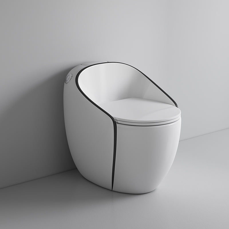 Contemporary Floor Mount Toilet Seat Included Urine Toilet for Bathroom White Black Toilet with Sprayer Clearhalo 'Bathroom Remodel & Bathroom Fixtures' 'Home Improvement' 'home_improvement' 'home_improvement_toilets' 'Toilets & Bidets' 'Toilets' 7335582