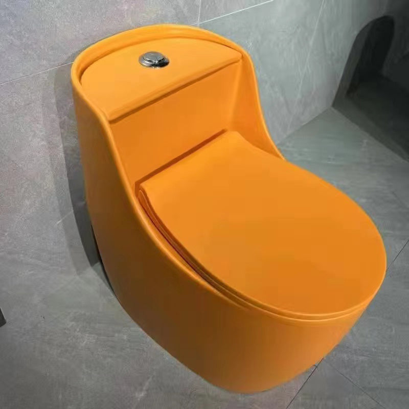 Contemporary Floor Mounted Toilet Spray Gun Included Urine Toilet for Bathroom Orange Toilet with Sprayer Clearhalo 'Bathroom Remodel & Bathroom Fixtures' 'Home Improvement' 'home_improvement' 'home_improvement_toilets' 'Toilets & Bidets' 'Toilets' 7335596