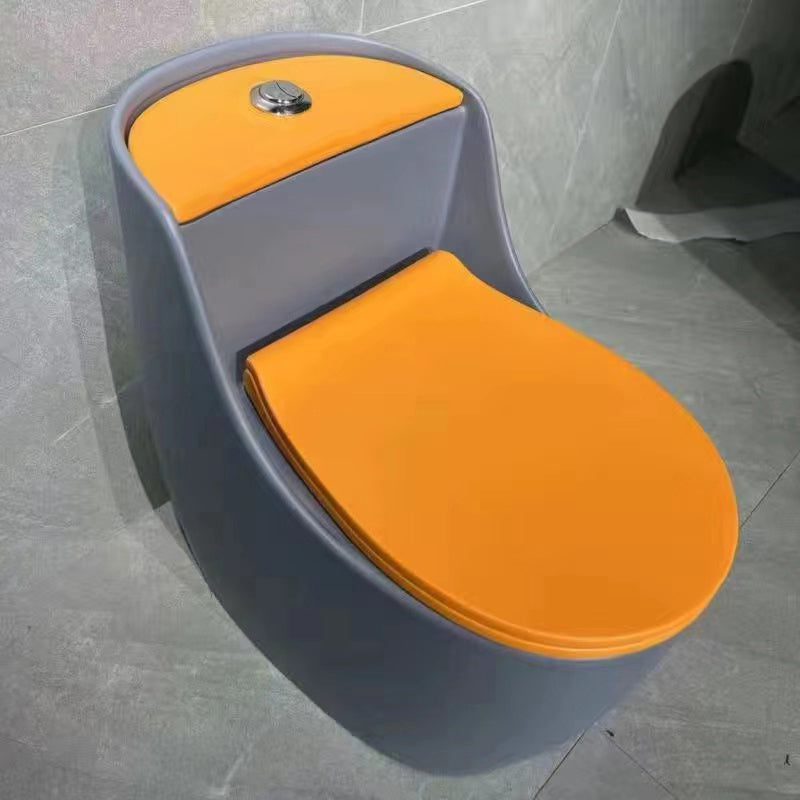 Contemporary Floor Mounted Toilet Spray Gun Included Urine Toilet for Bathroom Gray/ Orange Toilet with Sprayer Clearhalo 'Bathroom Remodel & Bathroom Fixtures' 'Home Improvement' 'home_improvement' 'home_improvement_toilets' 'Toilets & Bidets' 'Toilets' 7335601