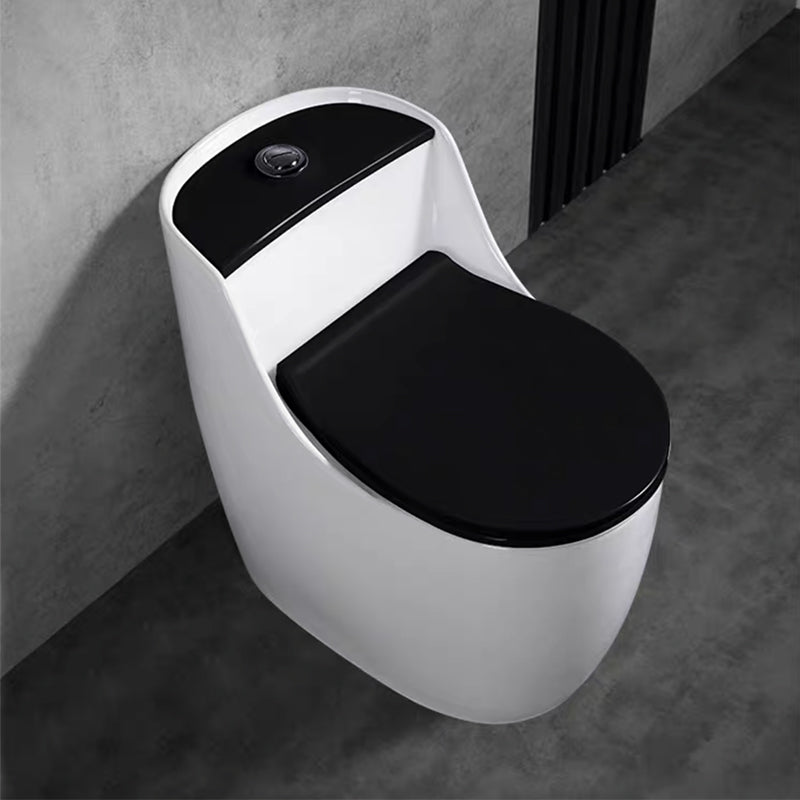 Contemporary Floor Mounted Toilet Spray Gun Included Urine Toilet for Bathroom Black White Toilet with Sprayer Clearhalo 'Bathroom Remodel & Bathroom Fixtures' 'Home Improvement' 'home_improvement' 'home_improvement_toilets' 'Toilets & Bidets' 'Toilets' 7335605