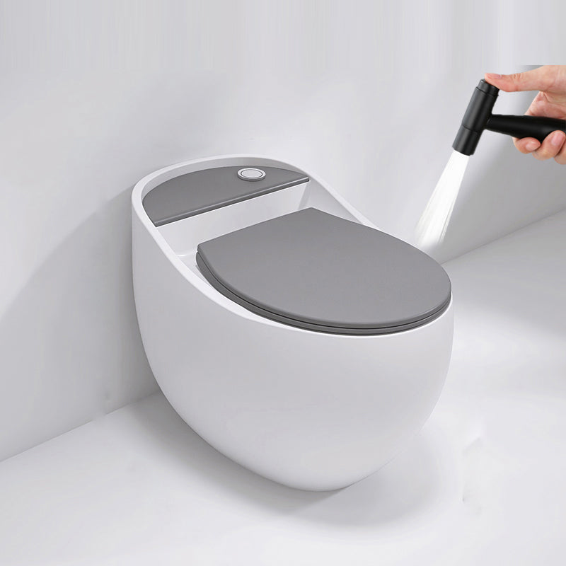 Contemporary Siphon Jet Toilet Floor Mounted Urine Toilet for Washroom Gray White Toilet with Sprayer Clearhalo 'Bathroom Remodel & Bathroom Fixtures' 'Home Improvement' 'home_improvement' 'home_improvement_toilets' 'Toilets & Bidets' 'Toilets' 7335615