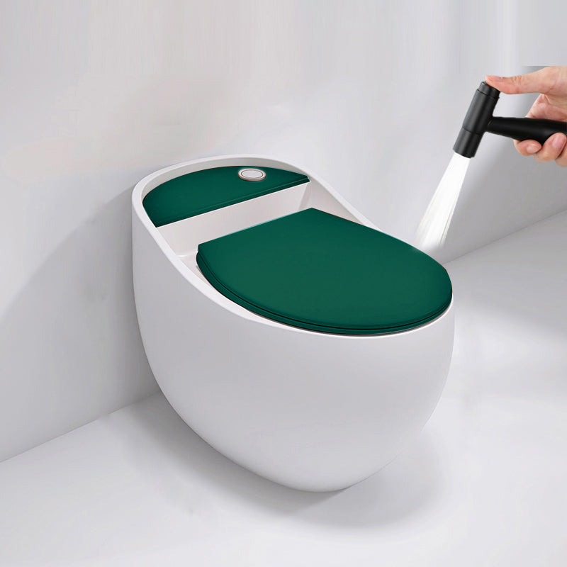 Contemporary Siphon Jet Toilet Floor Mounted Urine Toilet for Washroom Green/ White Toilet with Sprayer Clearhalo 'Bathroom Remodel & Bathroom Fixtures' 'Home Improvement' 'home_improvement' 'home_improvement_toilets' 'Toilets & Bidets' 'Toilets' 7335626