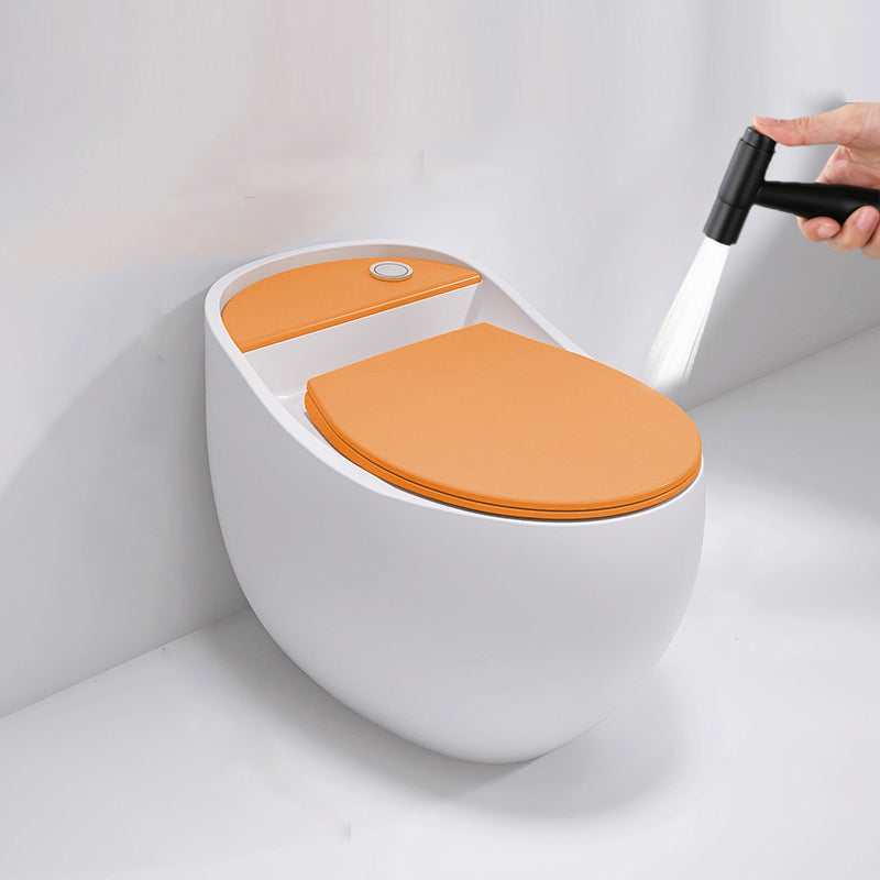 Contemporary Siphon Jet Toilet Floor Mounted Urine Toilet for Washroom Orange-White Toilet with Sprayer Clearhalo 'Bathroom Remodel & Bathroom Fixtures' 'Home Improvement' 'home_improvement' 'home_improvement_toilets' 'Toilets & Bidets' 'Toilets' 7335633