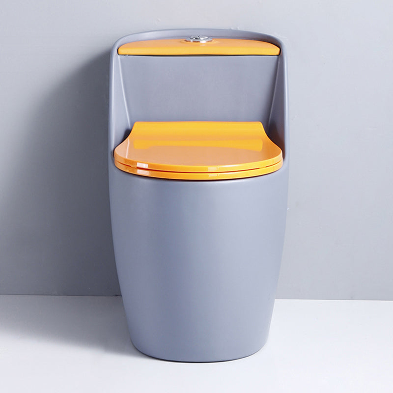 Contemporary Floor Mount Flush Toilet Siphon Jet Ceramic Urine Toilet for Bathroom Gray Orange Toilet with Sprayer 16" Clearhalo 'Bathroom Remodel & Bathroom Fixtures' 'Home Improvement' 'home_improvement' 'home_improvement_toilets' 'Toilets & Bidets' 'Toilets' 7335635