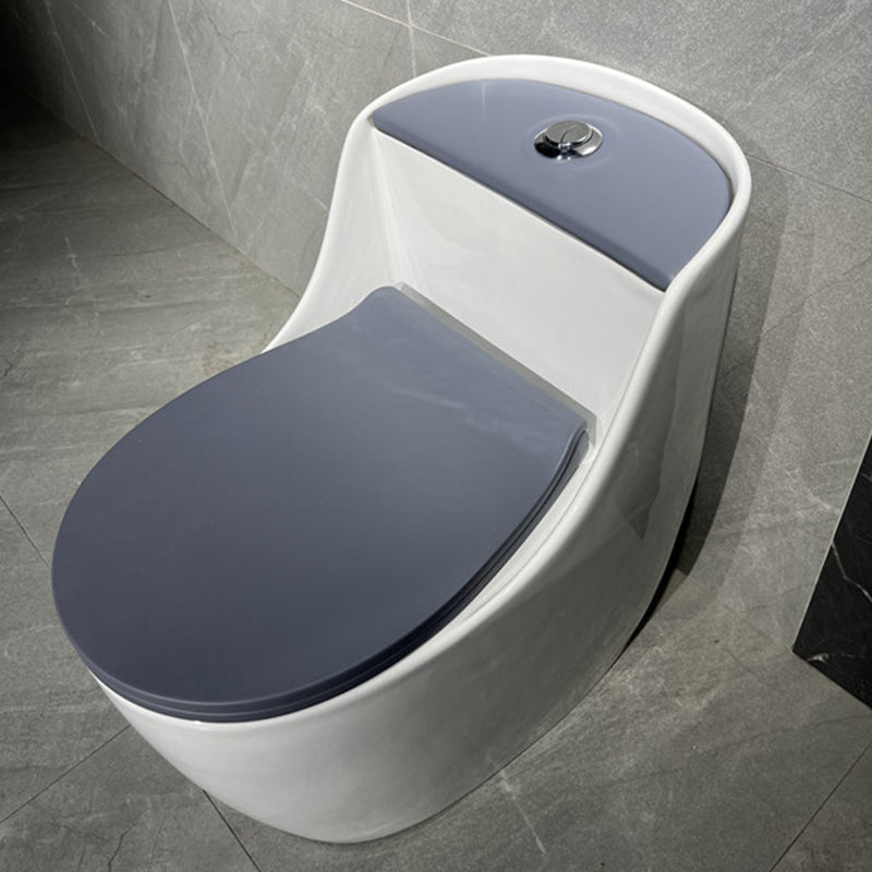 Contemporary Floor Mount Flush Toilet Siphon Jet Ceramic Urine Toilet for Bathroom White/ Gray Toilet with Sprayer Clearhalo 'Bathroom Remodel & Bathroom Fixtures' 'Home Improvement' 'home_improvement' 'home_improvement_toilets' 'Toilets & Bidets' 'Toilets' 7335636