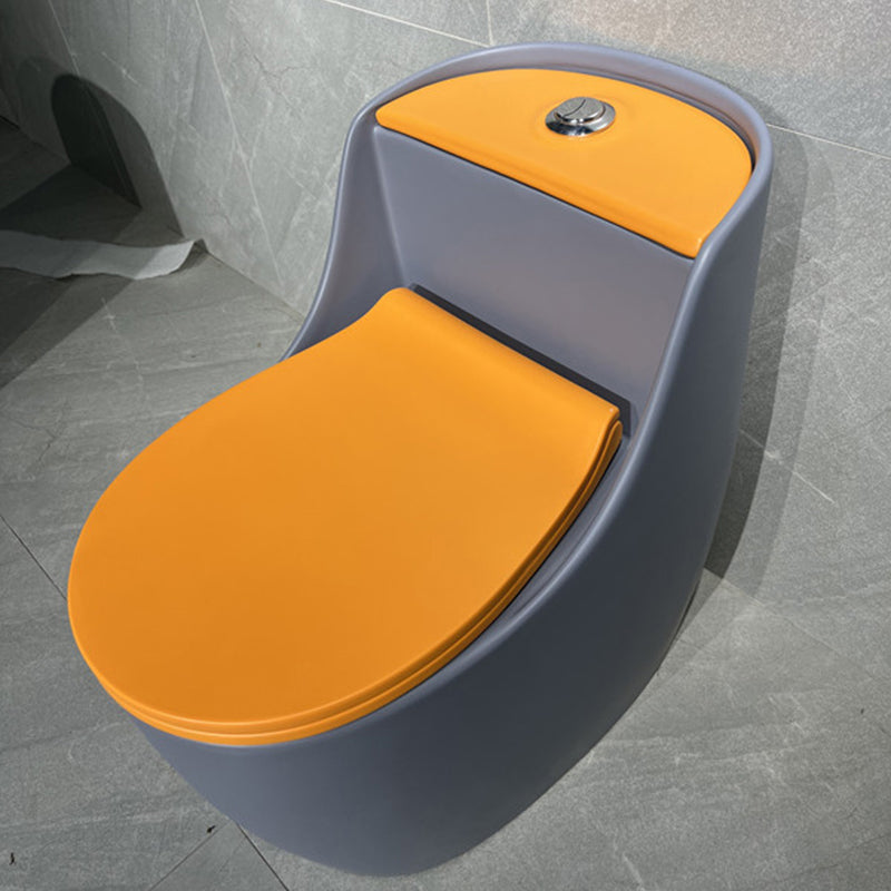 Contemporary Floor Mount Flush Toilet Siphon Jet Ceramic Urine Toilet for Bathroom Gray/ Orange Toilet with Sprayer Clearhalo 'Bathroom Remodel & Bathroom Fixtures' 'Home Improvement' 'home_improvement' 'home_improvement_toilets' 'Toilets & Bidets' 'Toilets' 7335637