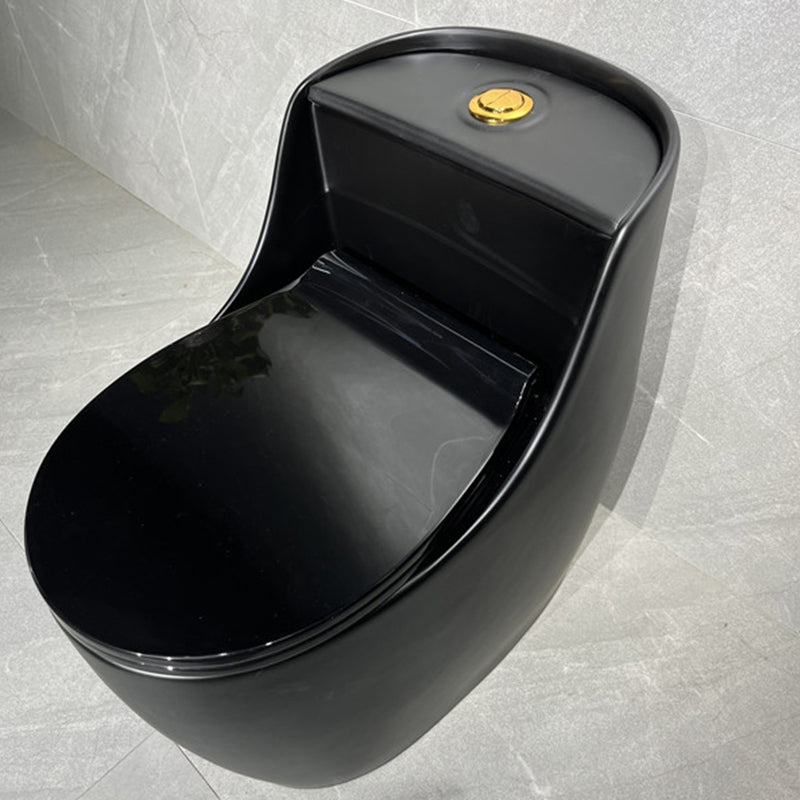 Contemporary Floor Mount Flush Toilet Siphon Jet Ceramic Urine Toilet for Bathroom Black Toilet with Sprayer Clearhalo 'Bathroom Remodel & Bathroom Fixtures' 'Home Improvement' 'home_improvement' 'home_improvement_toilets' 'Toilets & Bidets' 'Toilets' 7335640