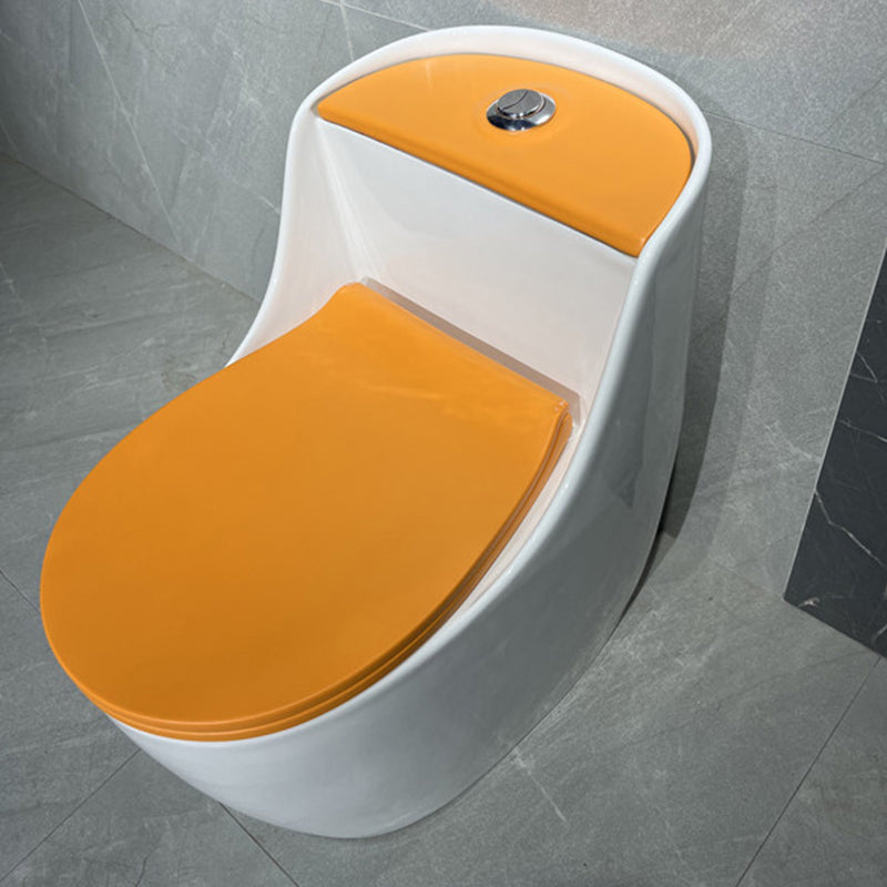 Contemporary Floor Mount Flush Toilet Siphon Jet Ceramic Urine Toilet for Bathroom White/ Orange Toilet with Sprayer Clearhalo 'Bathroom Remodel & Bathroom Fixtures' 'Home Improvement' 'home_improvement' 'home_improvement_toilets' 'Toilets & Bidets' 'Toilets' 7335641
