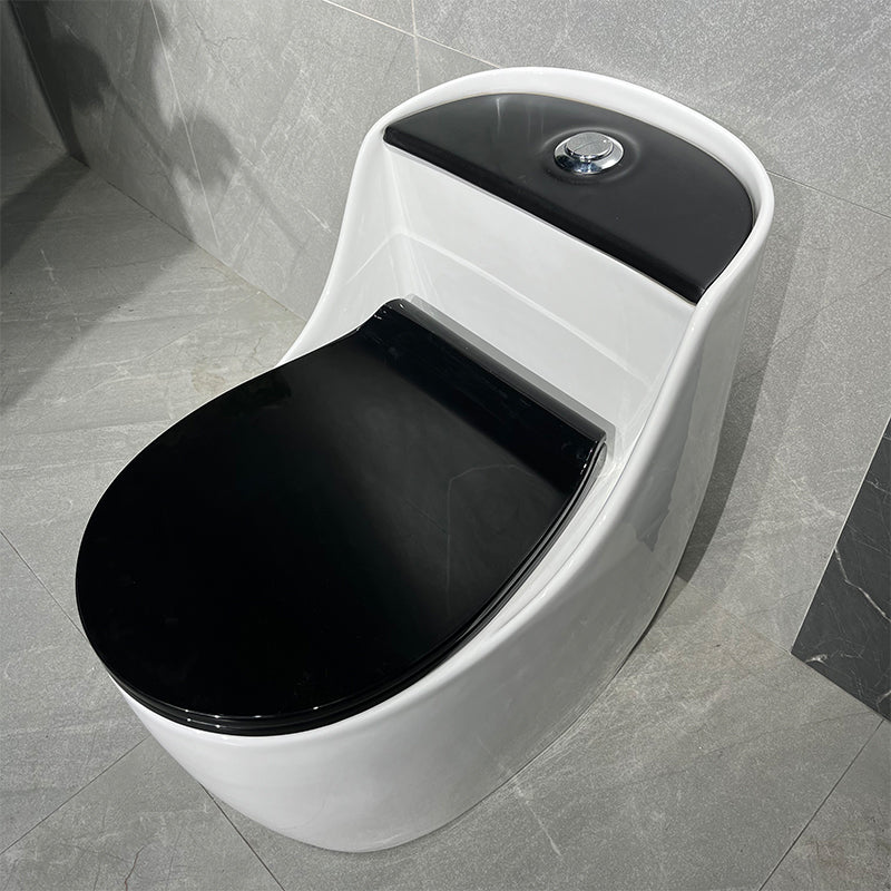 Contemporary Floor Mount Flush Toilet Siphon Jet Ceramic Urine Toilet for Bathroom White/ Black Toilet with Sprayer Clearhalo 'Bathroom Remodel & Bathroom Fixtures' 'Home Improvement' 'home_improvement' 'home_improvement_toilets' 'Toilets & Bidets' 'Toilets' 7335645