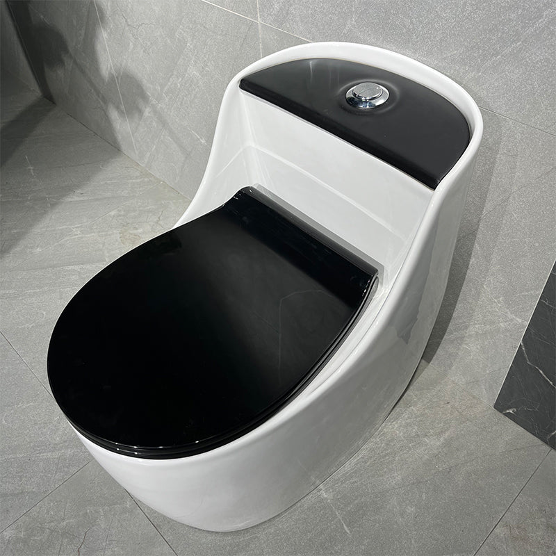 Contemporary Floor Mount Flush Toilet Siphon Jet Ceramic Urine Toilet for Bathroom White Black Toilet with Sprayer Clearhalo 'Bathroom Remodel & Bathroom Fixtures' 'Home Improvement' 'home_improvement' 'home_improvement_toilets' 'Toilets & Bidets' 'Toilets' 7335645
