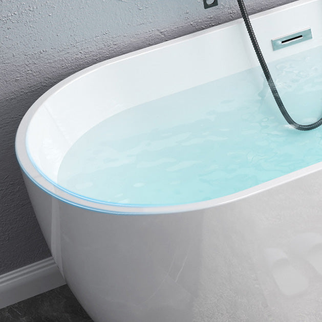 Acrylic Freestanding Bath Back to Wall Modern Oval White Bathtub Clearhalo 'Bathroom Remodel & Bathroom Fixtures' 'Bathtubs' 'Home Improvement' 'home_improvement' 'home_improvement_bathtubs' 'Showers & Bathtubs' 7335695