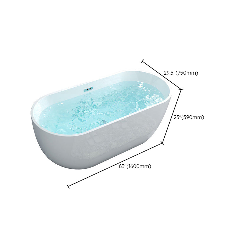 Acrylic Freestanding Bath Back to Wall Modern Oval White Bathtub Clearhalo 'Bathroom Remodel & Bathroom Fixtures' 'Bathtubs' 'Home Improvement' 'home_improvement' 'home_improvement_bathtubs' 'Showers & Bathtubs' 7335705