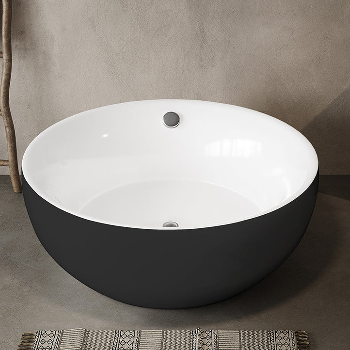 Soaking Antique Finish Round Bathtub Stand Alone Modern Bath Tub Black Tub Clearhalo 'Bathroom Remodel & Bathroom Fixtures' 'Bathtubs' 'Home Improvement' 'home_improvement' 'home_improvement_bathtubs' 'Showers & Bathtubs' 7335756