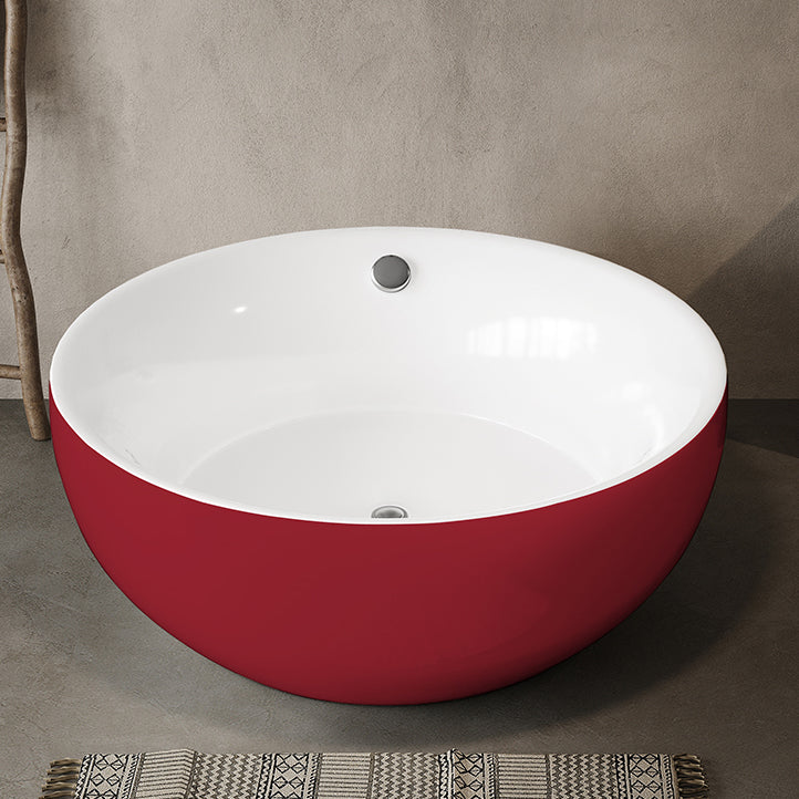 Soaking Antique Finish Round Bathtub Stand Alone Modern Bath Tub Red Tub Clearhalo 'Bathroom Remodel & Bathroom Fixtures' 'Bathtubs' 'Home Improvement' 'home_improvement' 'home_improvement_bathtubs' 'Showers & Bathtubs' 7335759