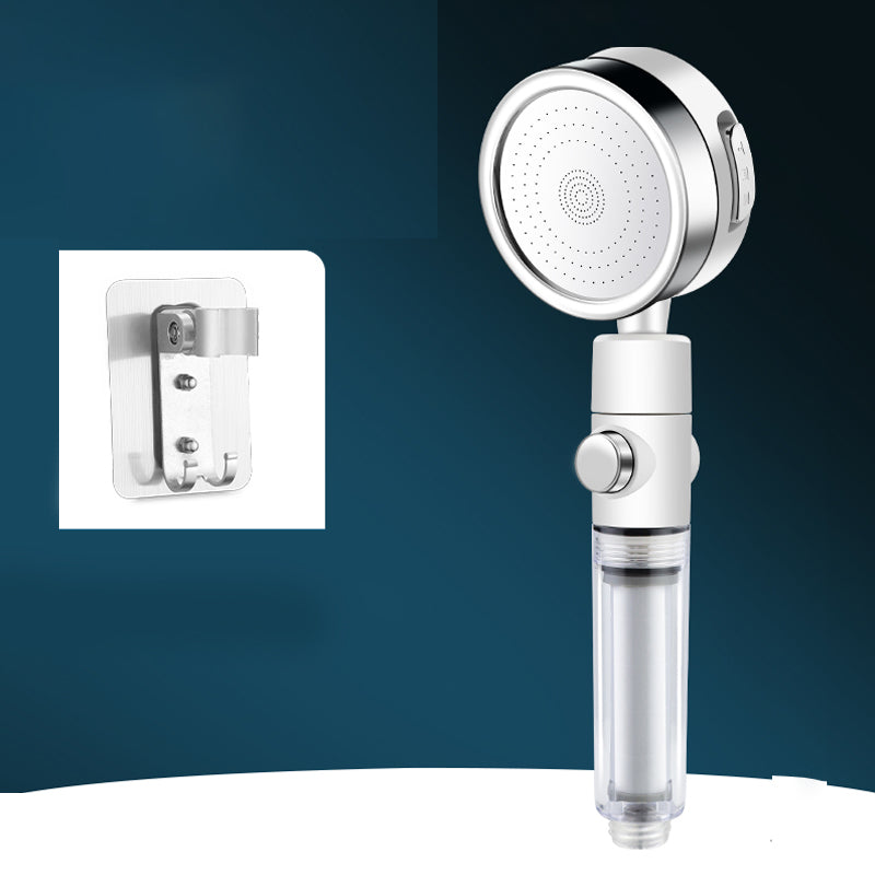 Round Hand Shower Adjustable Water Flow Wall-Mount Showerhead White Shower Head with Wall Pedestal Hose not included Clearhalo 'Bathroom Remodel & Bathroom Fixtures' 'Home Improvement' 'home_improvement' 'home_improvement_shower_heads' 'Shower Heads' 'shower_heads' 'Showers & Bathtubs Plumbing' 'Showers & Bathtubs' 7336229