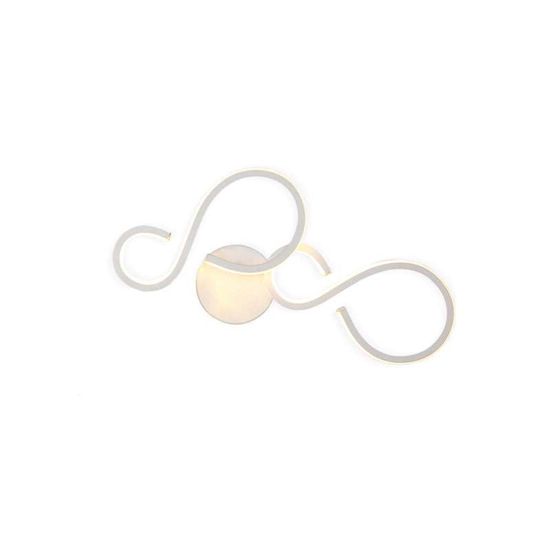 17"/27.5" H Spiral Living Room Wall Sconce Light Acrylic LED Modern Wall Lighting Fixture in White Clearhalo 'Modern wall lights' 'Modern' 'Wall Lamps & Sconces' 'Wall Lights' Lighting' 733646