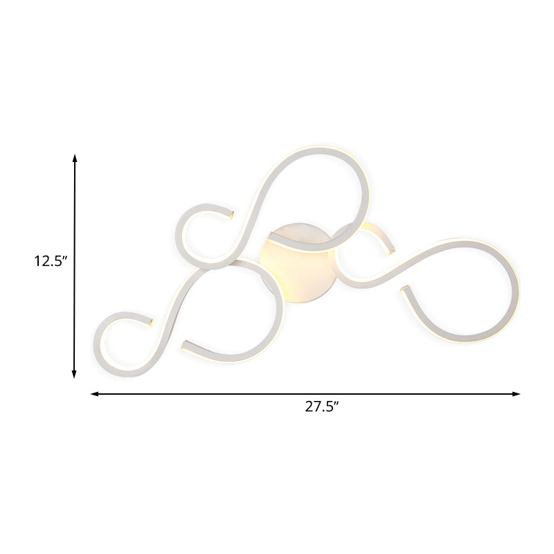 17"/27.5" H Spiral Living Room Wall Sconce Light Acrylic LED Modern Wall Lighting Fixture in White Clearhalo 'Modern wall lights' 'Modern' 'Wall Lamps & Sconces' 'Wall Lights' Lighting' 733652