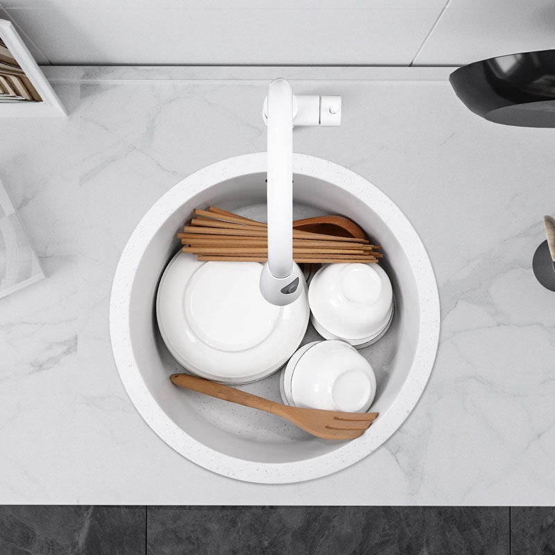 Quartz Kitchen Bar Sink Modern Round Shape Kitchen Bar Sink with Drain Assembly Clearhalo 'Home Improvement' 'home_improvement' 'home_improvement_kitchen_sinks' 'Kitchen Remodel & Kitchen Fixtures' 'Kitchen Sinks & Faucet Components' 'Kitchen Sinks' 'kitchen_sinks' 7337553