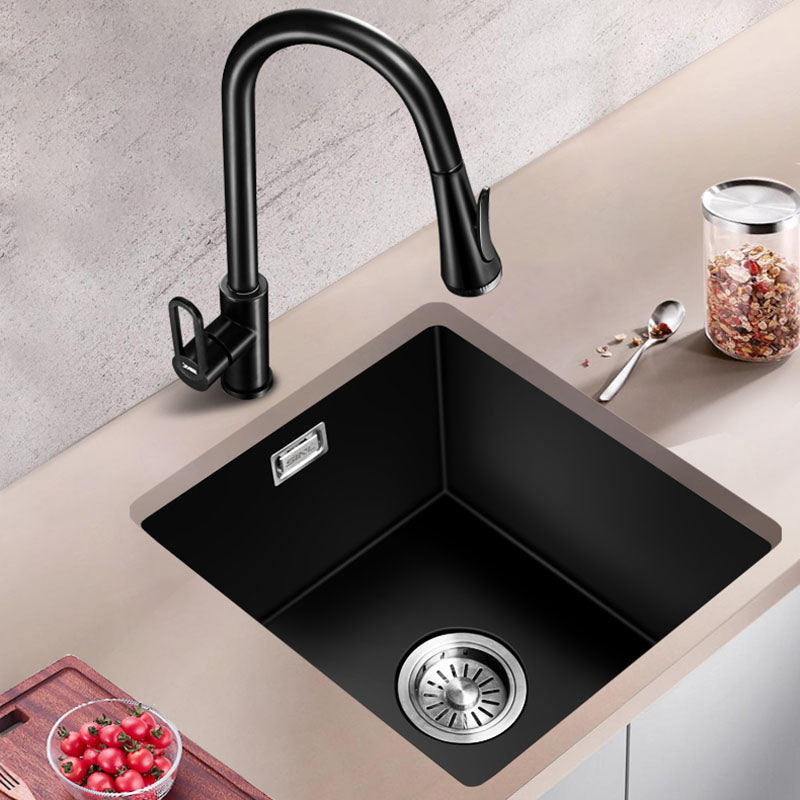 Quartz Kitchen Bar Sink Single Bowl Kitchen Bar Sink with Drain Assembly Clearhalo 'Home Improvement' 'home_improvement' 'home_improvement_kitchen_sinks' 'Kitchen Remodel & Kitchen Fixtures' 'Kitchen Sinks & Faucet Components' 'Kitchen Sinks' 'kitchen_sinks' 7337574