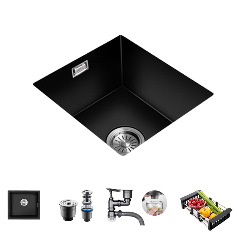 Quartz Kitchen Bar Sink Single Bowl Kitchen Bar Sink with Drain Assembly 16.5"L x 13.8"W x 8.7"H Sink Only None Clearhalo 'Home Improvement' 'home_improvement' 'home_improvement_kitchen_sinks' 'Kitchen Remodel & Kitchen Fixtures' 'Kitchen Sinks & Faucet Components' 'Kitchen Sinks' 'kitchen_sinks' 7337578