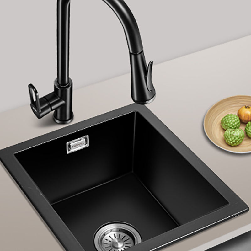Quartz Kitchen Bar Sink Single Bowl Kitchen Bar Sink with Drain Assembly Clearhalo 'Home Improvement' 'home_improvement' 'home_improvement_kitchen_sinks' 'Kitchen Remodel & Kitchen Fixtures' 'Kitchen Sinks & Faucet Components' 'Kitchen Sinks' 'kitchen_sinks' 7337581