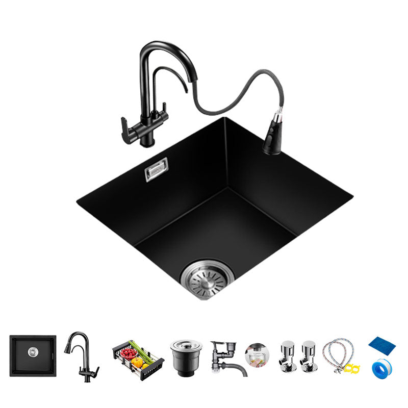 Quartz Kitchen Bar Sink Single Bowl Kitchen Bar Sink with Drain Assembly 24"L x 18"W x 9"H Sink with Faucet 3-in-1 Purifying Faucet Clearhalo 'Home Improvement' 'home_improvement' 'home_improvement_kitchen_sinks' 'Kitchen Remodel & Kitchen Fixtures' 'Kitchen Sinks & Faucet Components' 'Kitchen Sinks' 'kitchen_sinks' 7337595