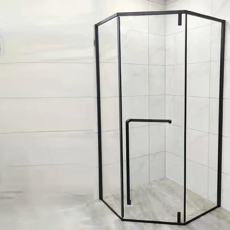 Transparent Diamond Shape Glass Shower Bath Door Metal Black Framed Shower Door Clearhalo 'Bathroom Remodel & Bathroom Fixtures' 'Home Improvement' 'home_improvement' 'home_improvement_shower_tub_doors' 'Shower and Tub Doors' 'shower_tub_doors' 'Showers & Bathtubs' 7337623