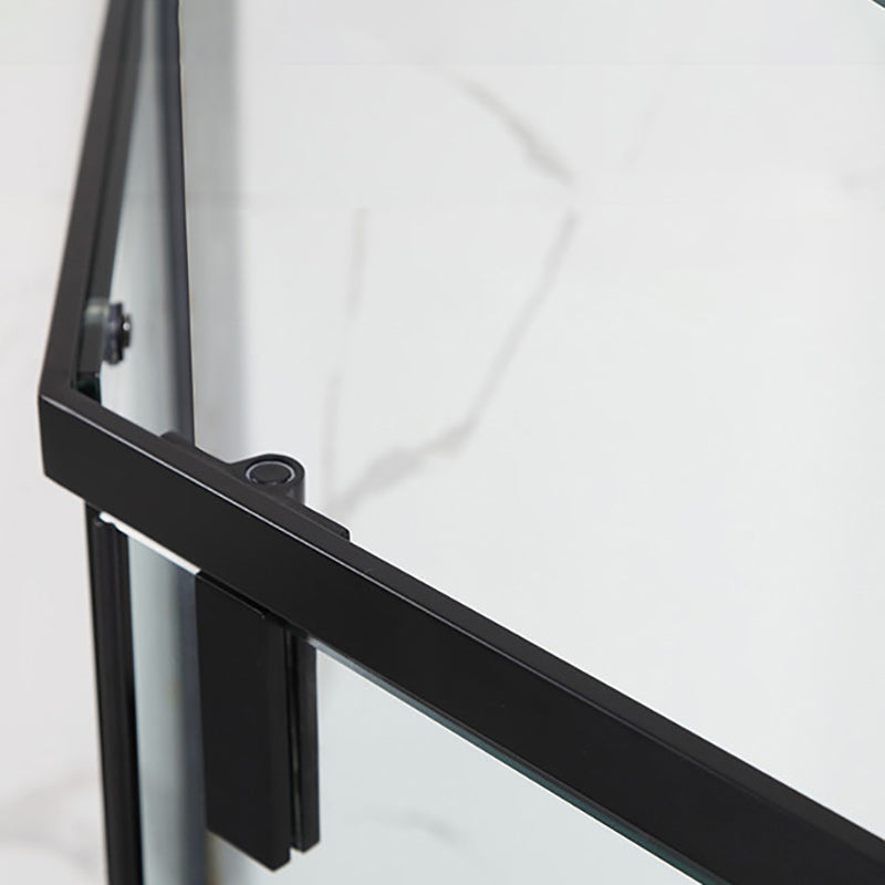 Transparent Diamond Shape Glass Shower Bath Door Metal Black Framed Shower Door Clearhalo 'Bathroom Remodel & Bathroom Fixtures' 'Home Improvement' 'home_improvement' 'home_improvement_shower_tub_doors' 'Shower and Tub Doors' 'shower_tub_doors' 'Showers & Bathtubs' 7337626