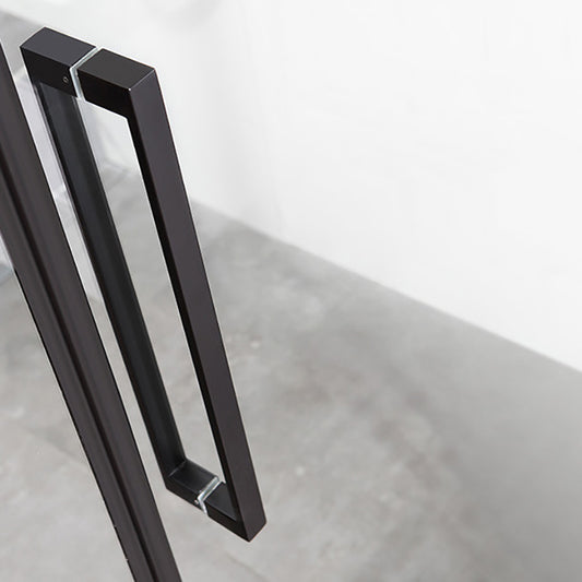 Transparent Diamond Shape Glass Shower Bath Door Metal Black Framed Shower Door Clearhalo 'Bathroom Remodel & Bathroom Fixtures' 'Home Improvement' 'home_improvement' 'home_improvement_shower_tub_doors' 'Shower and Tub Doors' 'shower_tub_doors' 'Showers & Bathtubs' 7337629