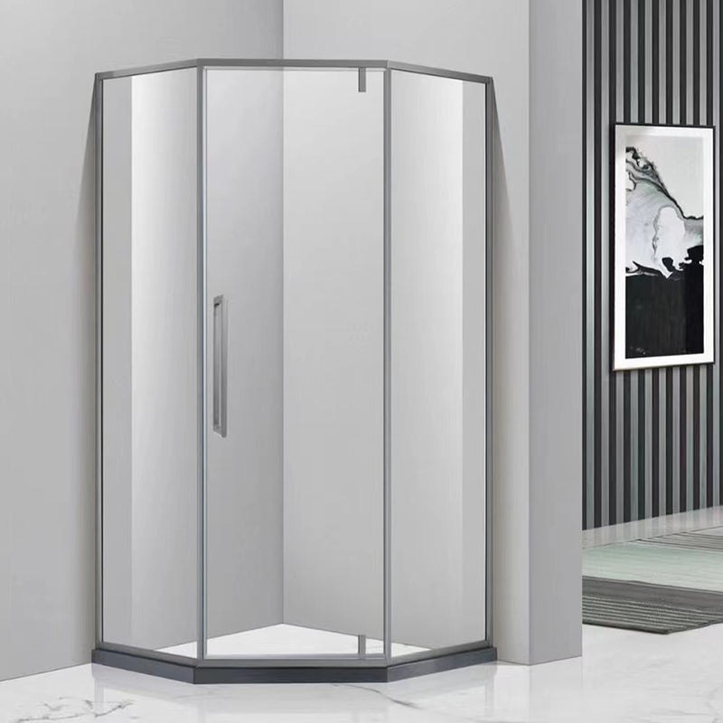 Transparent Tempered Shower Door Pivot Gray Framed Shower Bath Door Right Clearhalo 'Bathroom Remodel & Bathroom Fixtures' 'Home Improvement' 'home_improvement' 'home_improvement_shower_tub_doors' 'Shower and Tub Doors' 'shower_tub_doors' 'Showers & Bathtubs' 7337635