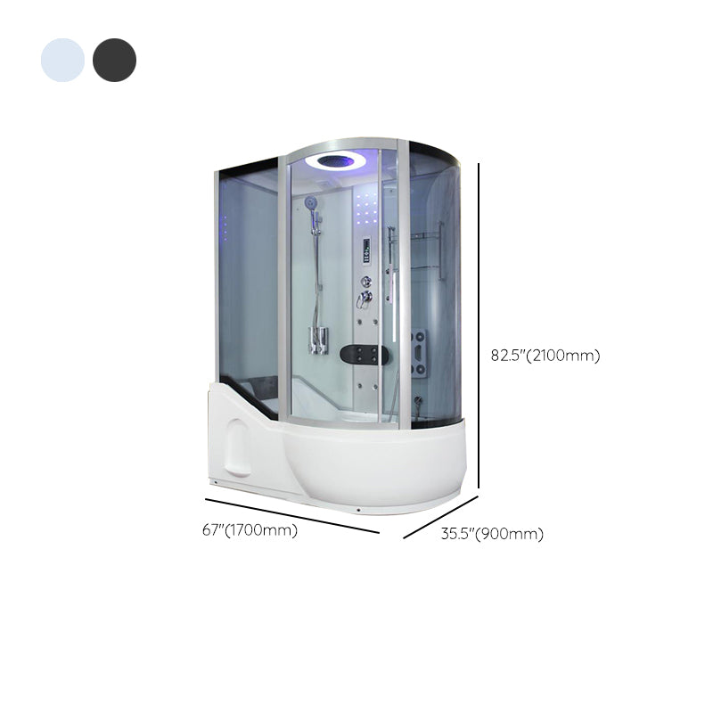 Double Sliding White Shower Kit Tinted Framed Tub & Shower Kit Clearhalo 'Bathroom Remodel & Bathroom Fixtures' 'Home Improvement' 'home_improvement' 'home_improvement_shower_stalls_enclosures' 'Shower Stalls & Enclosures' 'shower_stalls_enclosures' 'Showers & Bathtubs' 7337753