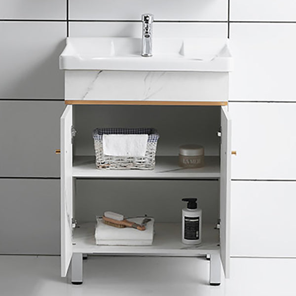 Modern Single Sink Bathroom Vanity White Ceramic Top Rectangular Vanity Set Clearhalo 'Bathroom Remodel & Bathroom Fixtures' 'Bathroom Vanities' 'bathroom_vanities' 'Home Improvement' 'home_improvement' 'home_improvement_bathroom_vanities' 7338025